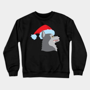 Husky wearing santa hat side Crewneck Sweatshirt